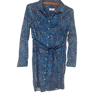 UNTUCKit Blue Paisley Button-Up Shirt Dress
